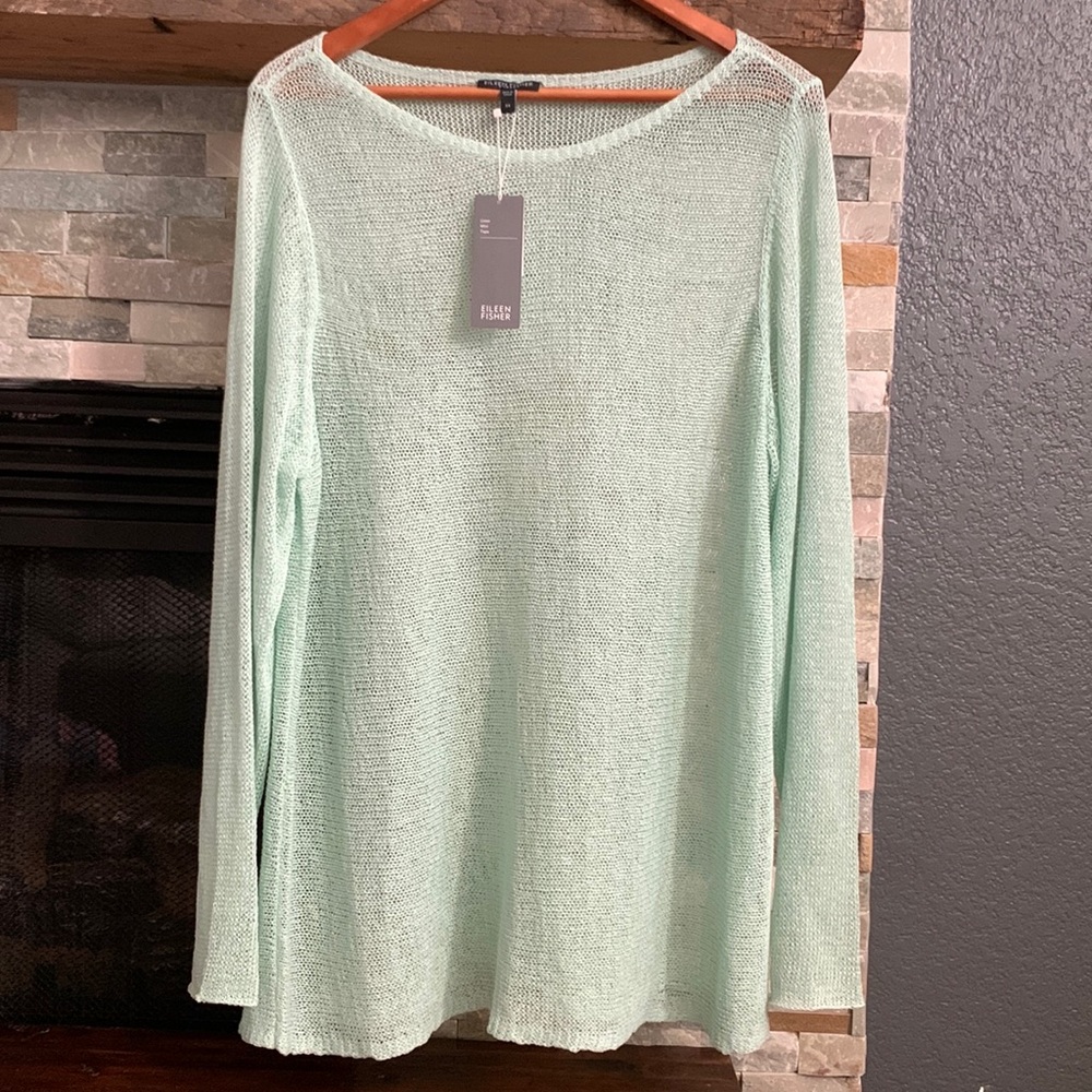 NWT Eileen Fisher Ballet Knit Box Top Arora (mint green) Size 3X